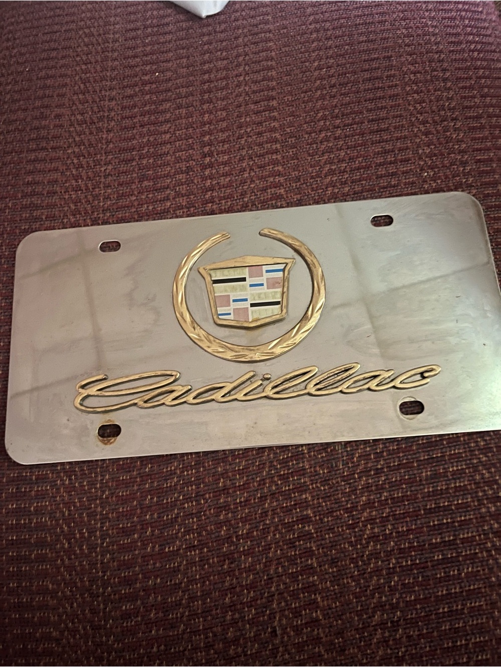 Cadillac Gold Emblem License Plate - Gold on Silver